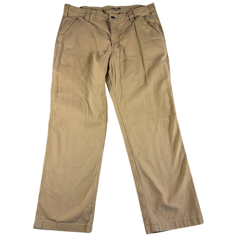 Carhartt Relaxed Fit Pants Men 36x30 Tan Workwear Durable Heavyweight Relaxed